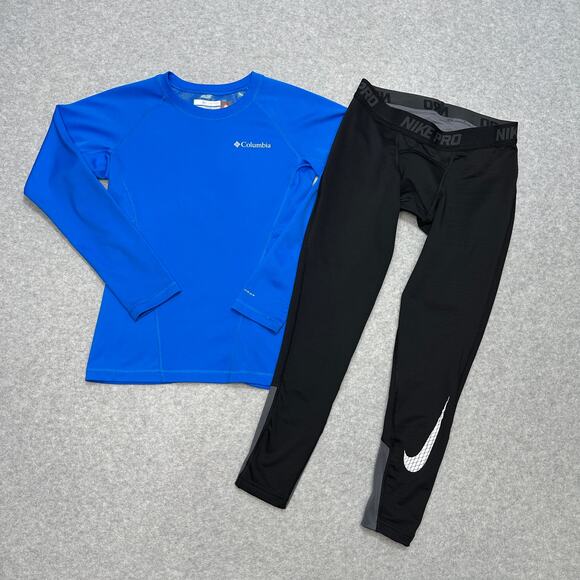 Bundle Activewear Youth Boys M Columbia Omni-Heat Crewneck Top Nike Pro Leggings - Picture 1 of 10